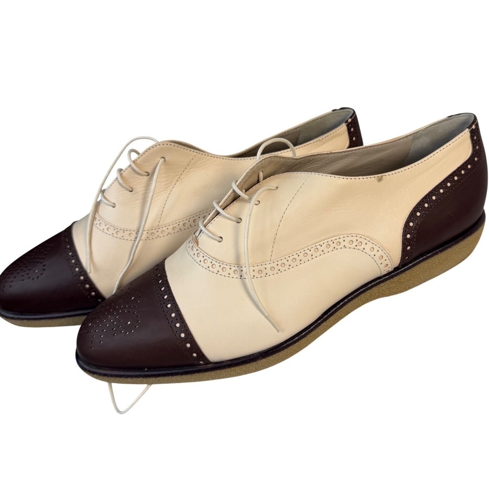 Vintage Anne Klein Brogue Two Tone Leather Wingtip Spectator Oxford Italian 9